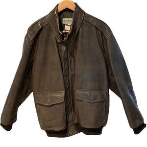 L.L. Bean Leather Jacket with Thinsulate Insulation, Brown Men's XL Tall